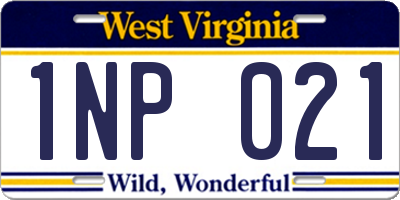 WV license plate 1NP021