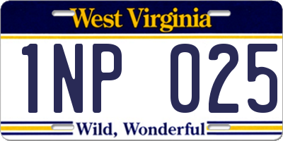 WV license plate 1NP025
