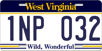 WV license plate 1NP032