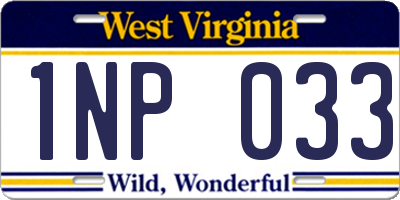 WV license plate 1NP033