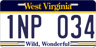 WV license plate 1NP034