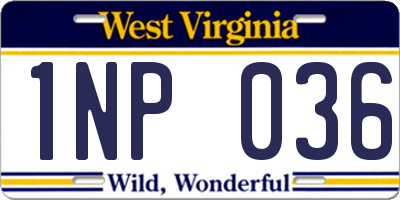 WV license plate 1NP036
