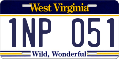 WV license plate 1NP051