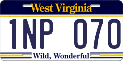 WV license plate 1NP070