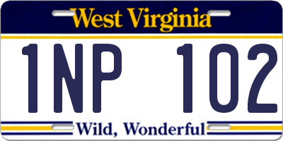 WV license plate 1NP102