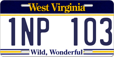 WV license plate 1NP103