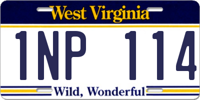 WV license plate 1NP114