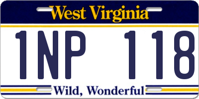 WV license plate 1NP118