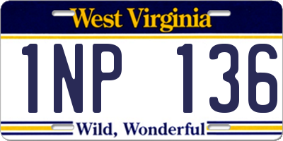 WV license plate 1NP136
