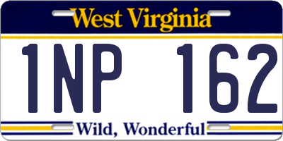 WV license plate 1NP162