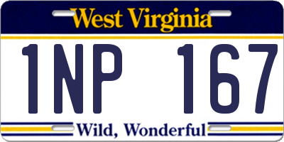 WV license plate 1NP167