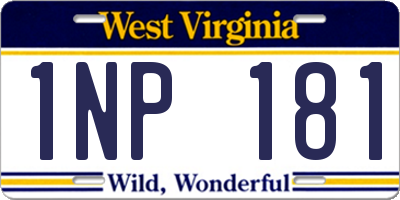 WV license plate 1NP181