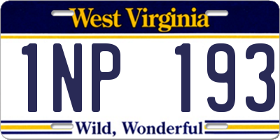 WV license plate 1NP193