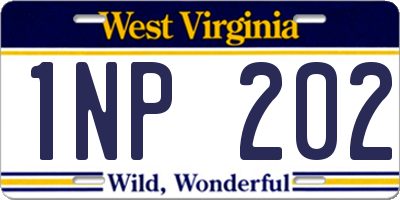 WV license plate 1NP202