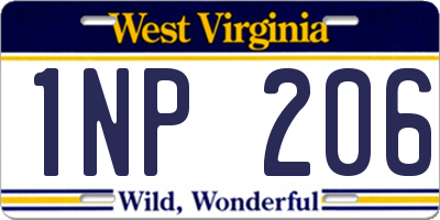 WV license plate 1NP206