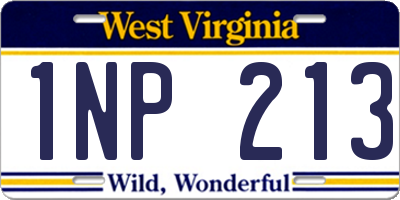WV license plate 1NP213