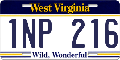 WV license plate 1NP216