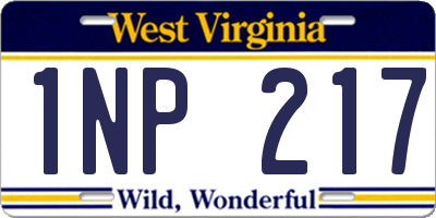 WV license plate 1NP217