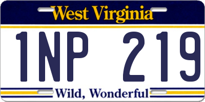 WV license plate 1NP219