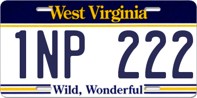 WV license plate 1NP222