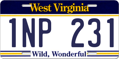 WV license plate 1NP231