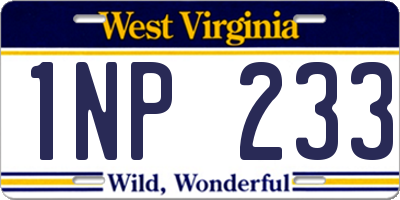 WV license plate 1NP233