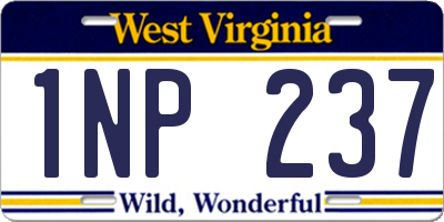 WV license plate 1NP237