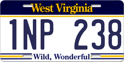WV license plate 1NP238