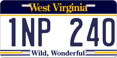 WV license plate 1NP240