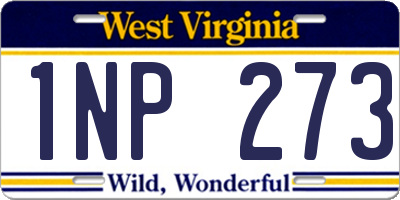 WV license plate 1NP273