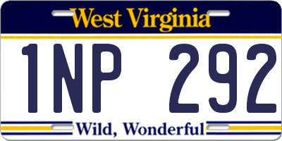 WV license plate 1NP292