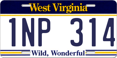 WV license plate 1NP314