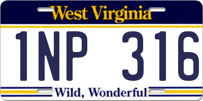 WV license plate 1NP316