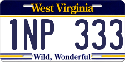 WV license plate 1NP333