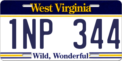 WV license plate 1NP344