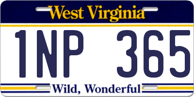 WV license plate 1NP365