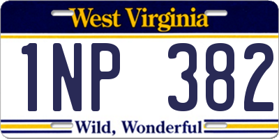 WV license plate 1NP382