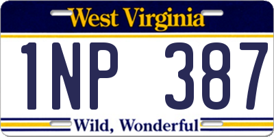 WV license plate 1NP387