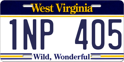 WV license plate 1NP405