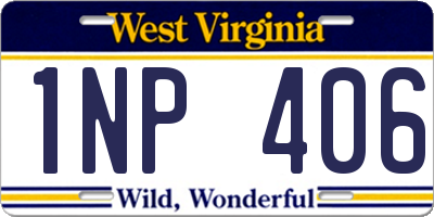 WV license plate 1NP406