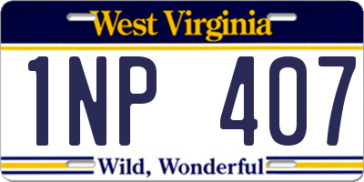WV license plate 1NP407