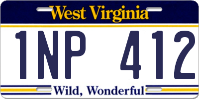 WV license plate 1NP412