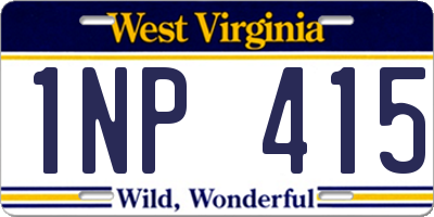 WV license plate 1NP415