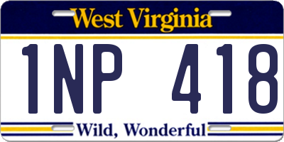 WV license plate 1NP418