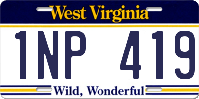 WV license plate 1NP419
