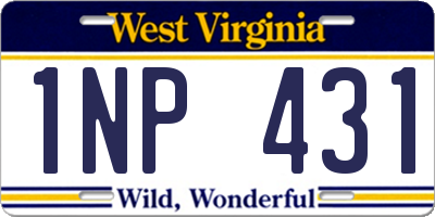 WV license plate 1NP431