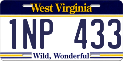 WV license plate 1NP433