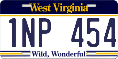WV license plate 1NP454