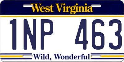 WV license plate 1NP463