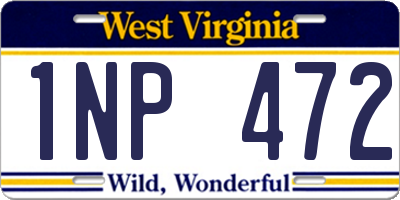 WV license plate 1NP472